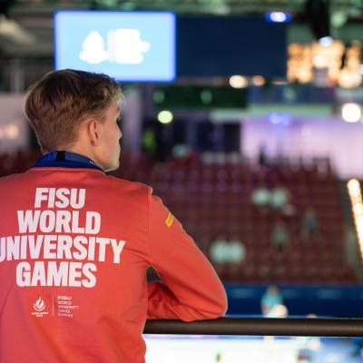 Badminton-Zuschauer bei der FISU in der Mülheimer Westenergie Sporthalle