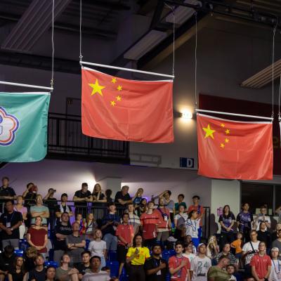Landesflaggen der Badminton-Gewinnerinnen Frauen Doppel