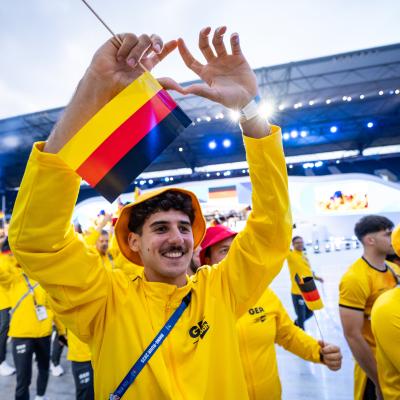 Malik Bourakkadi bei der Opening Ceremony in der Duisburger Schauinsland-Reisen-Arena