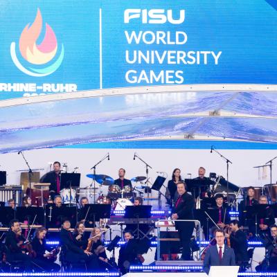 WDR Funkhausorchester bei Eröffnungsfeier Rhine-Ruhr 2025 FISU World University Games in der Schauinsland-Reisen-Arena in Duisburg