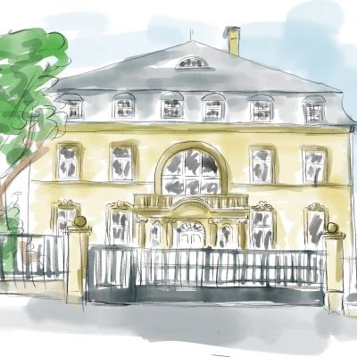 Aquarell vom Haus Urge (sog. Stinnes Villa)
