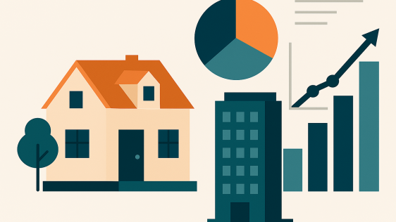 Das Bild zeigt verschiedene Symbole zum Themenbereich Wohnen