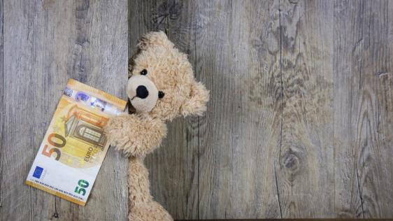 Teddybär mit Geldschein 