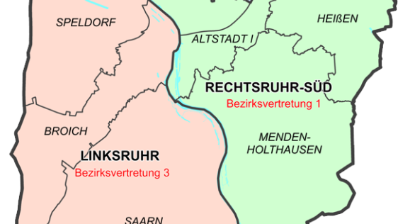 Karte mit Bezirken der Stadt