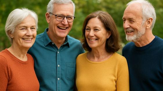 Vier ältere Menschen stehen zusammen