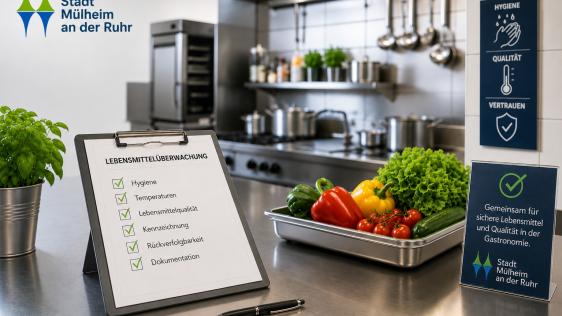 Gastroküche, Obst und Gemüse in Schale, Aufsteller mit Checkliste, 