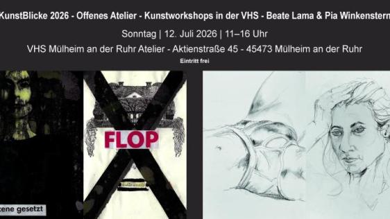 Zu sehen ist das Titelbild eines Flyers mit Werken der Künstler*innen