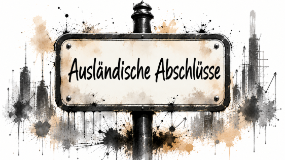 Hinweisschild mit Text "Ausländische Abschlüsse"