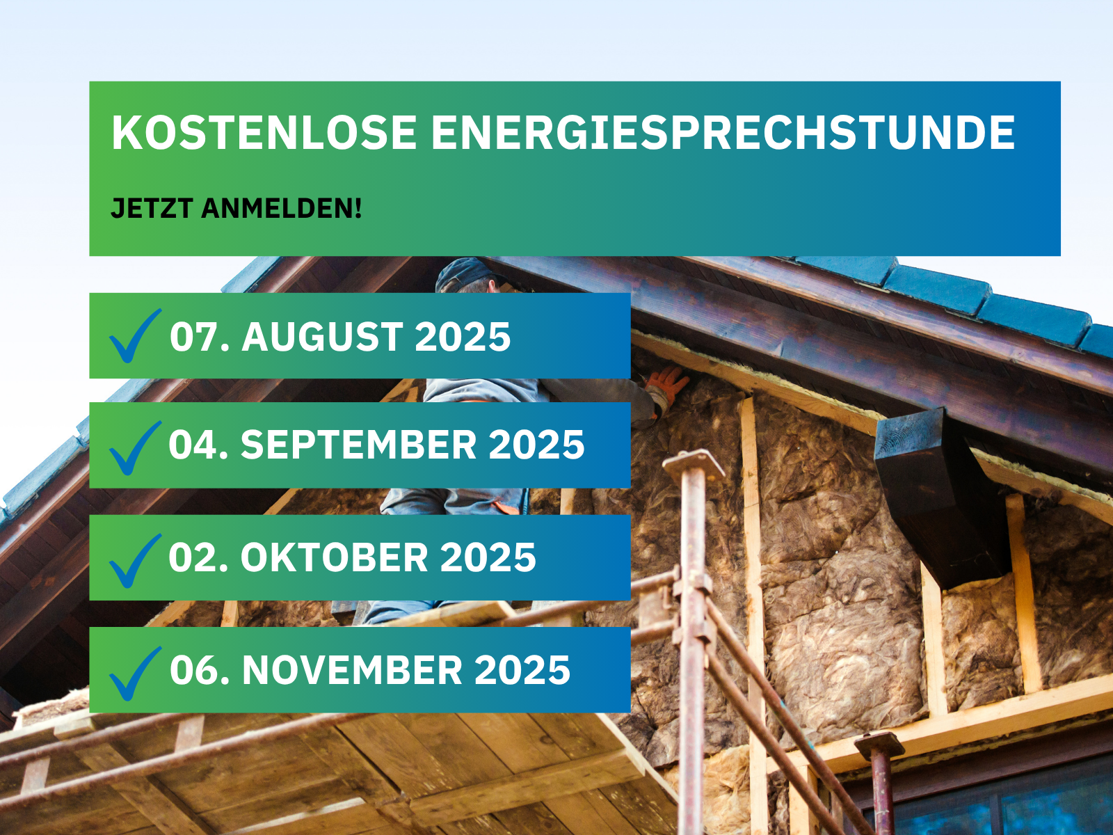 Termine der Stab Klima für die Energiesprechstunden 2025
