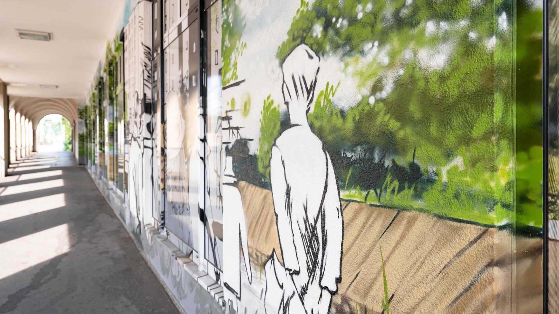Fassadenkunst am Arkadengang Leineweberstraße 3