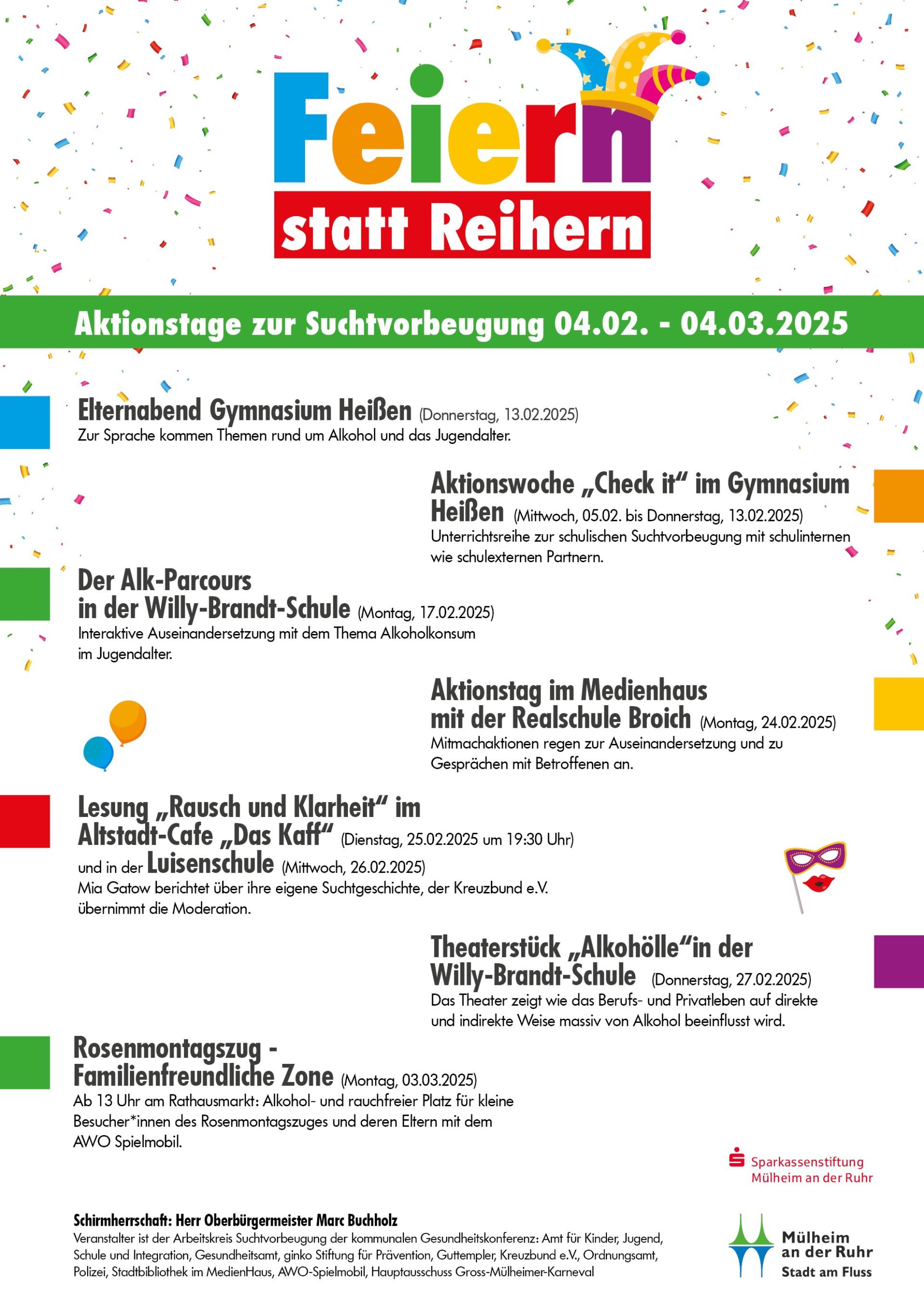 Im Rahmen der Aktionswochen Feiern statt reihern finden auch dieses Jahr wieder viele Veranstaltungen statt