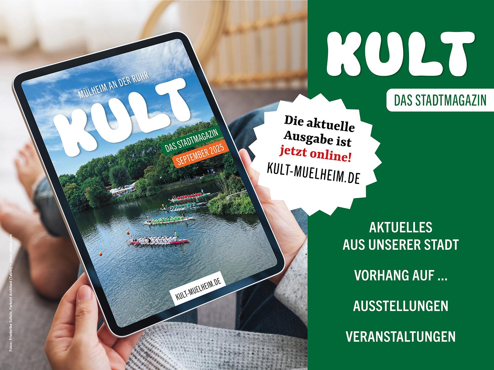 Plakat weist auf die September-Ausgabe des KULT-Stadtmagazins hin