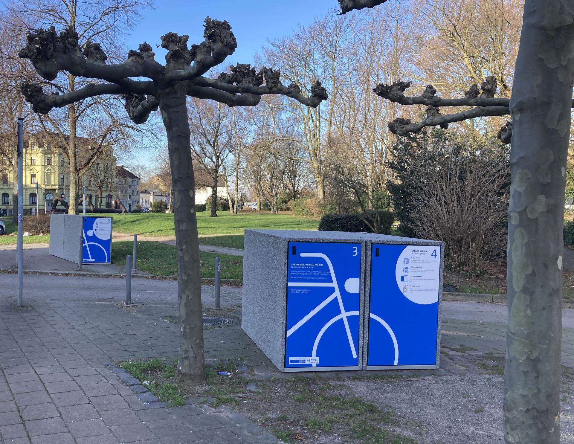 Smarte Fahrradabstellmöglichkeit am Bahnhof Styrum, Fahrradboxen 1-4.