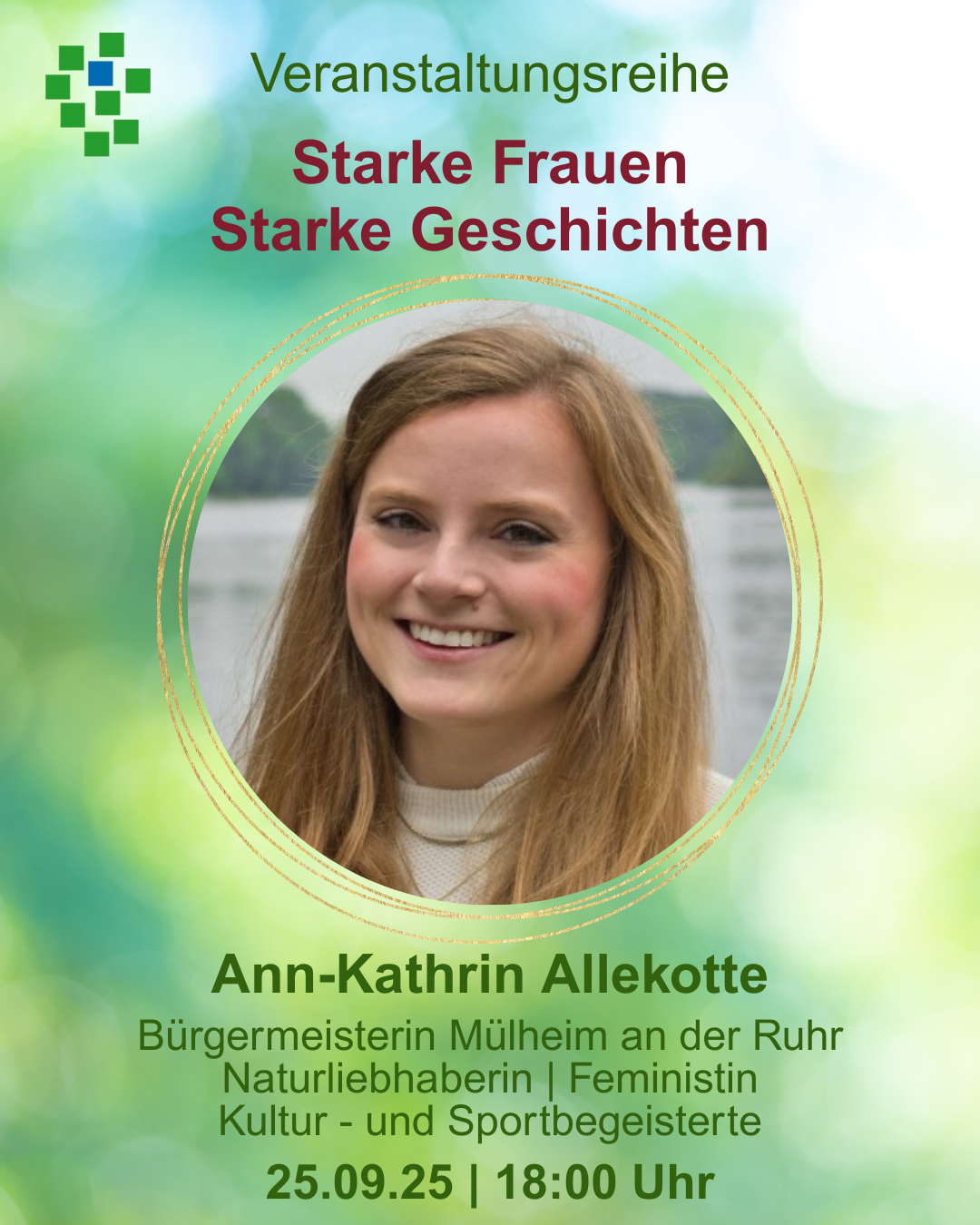 Plakat weist auf Veranstaltung "Starke Frauen - Starke Geschichten" hin: im September 2025 mit Ann-Kathrin Allekotte