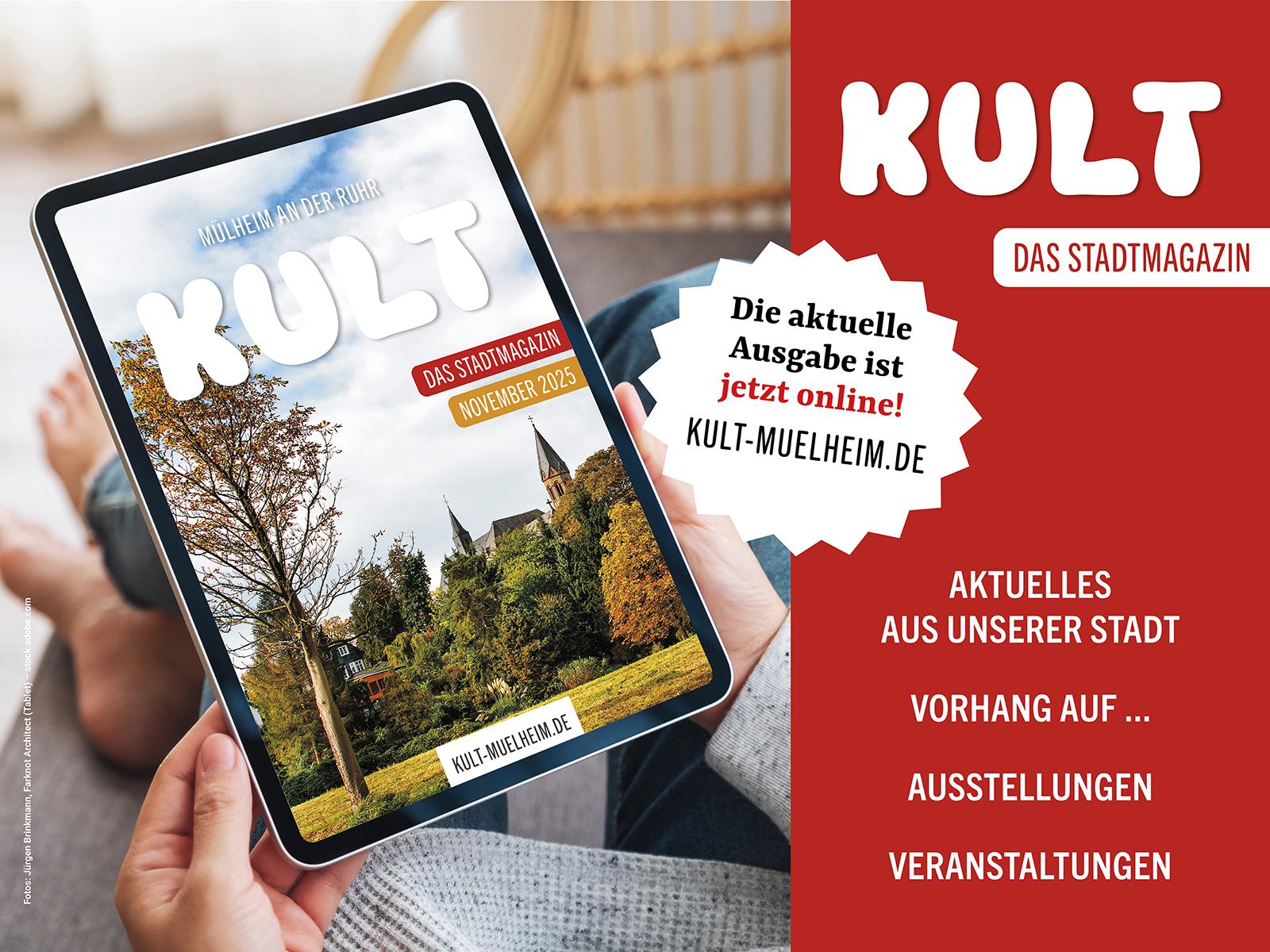 Plakat weist auf die November-Ausgabe des KULT-Stadtmagazins hin