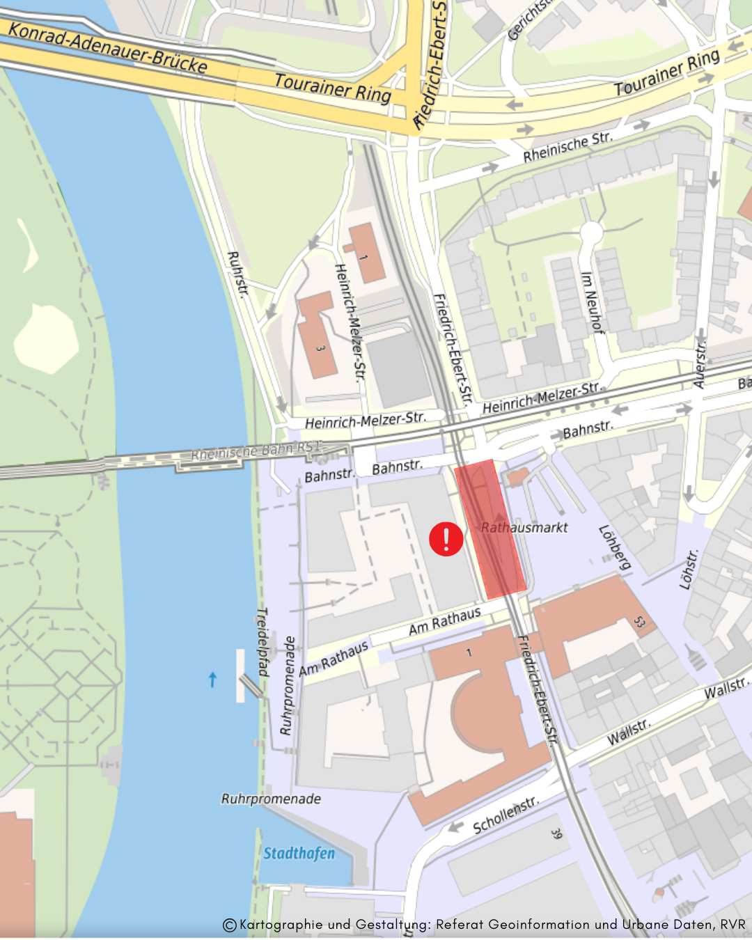 Kartenauszug Innenstadt Sperrung Friedrich-Ebert-Straße