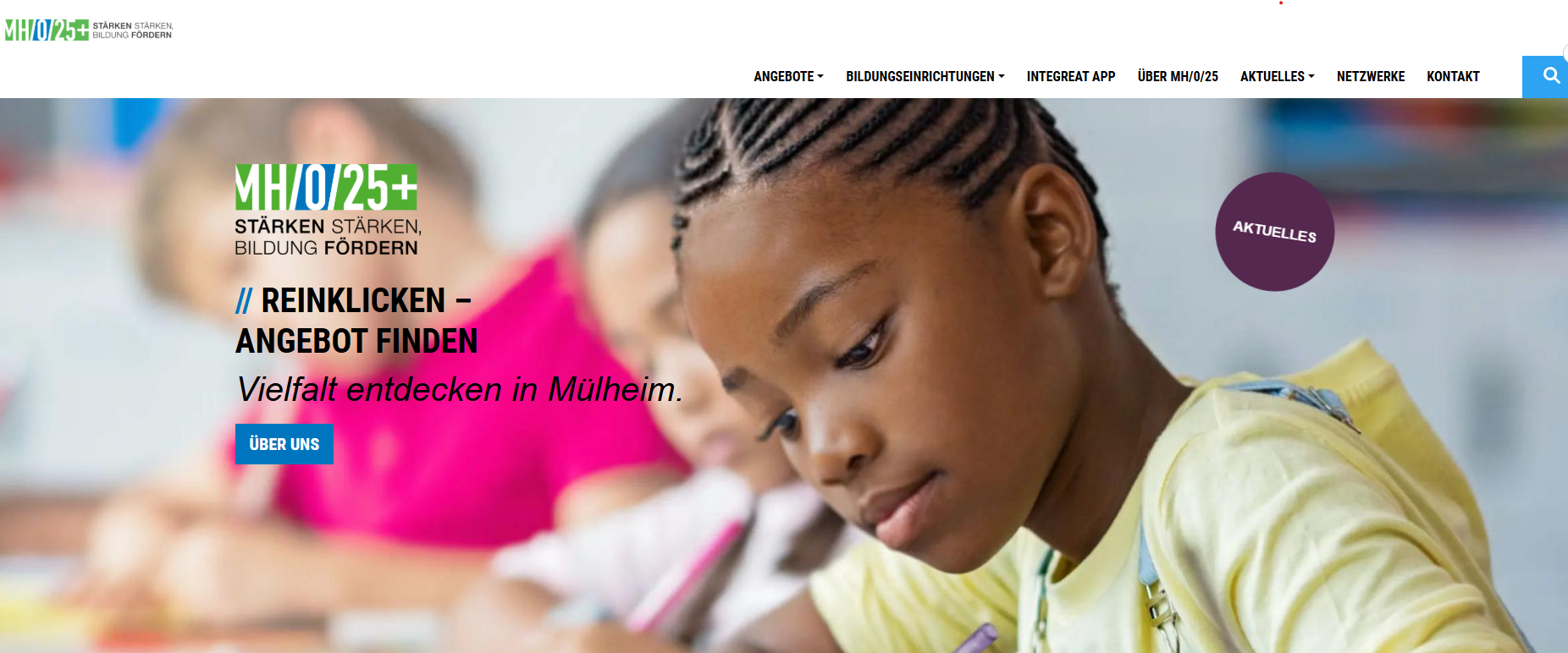 Screenshot der Startseite MH 0 25