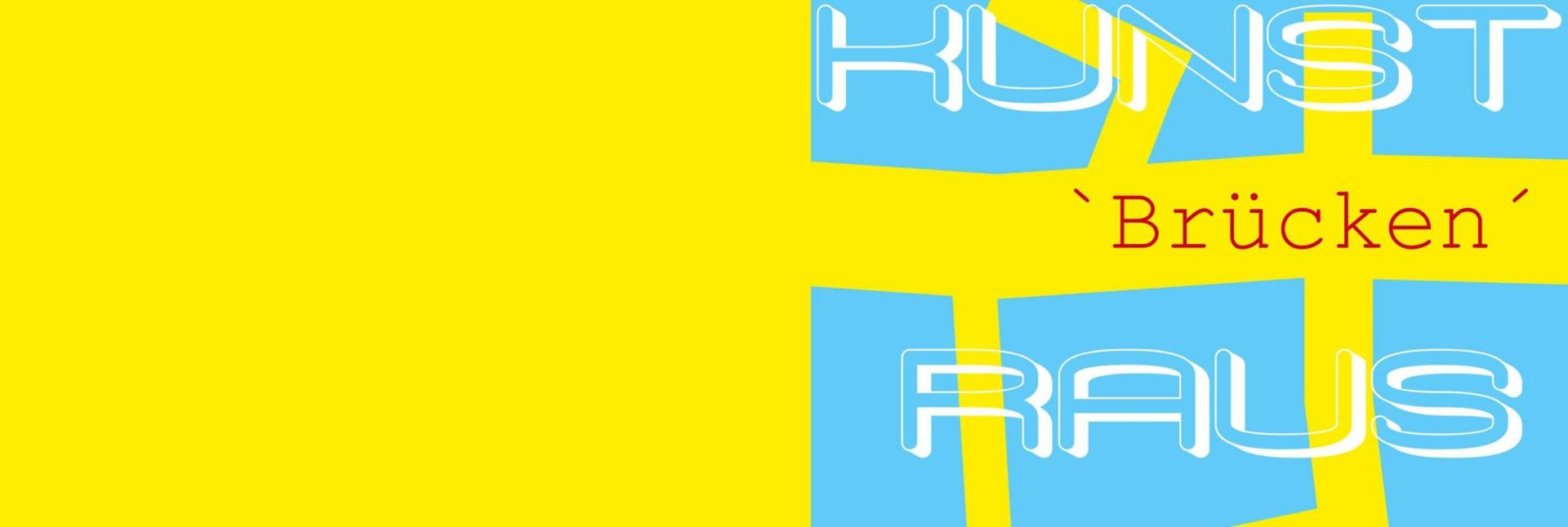 Das Banner benennt die diesjährige Ausstellung "KunstRaus in Saarn - BRÜCKEN"