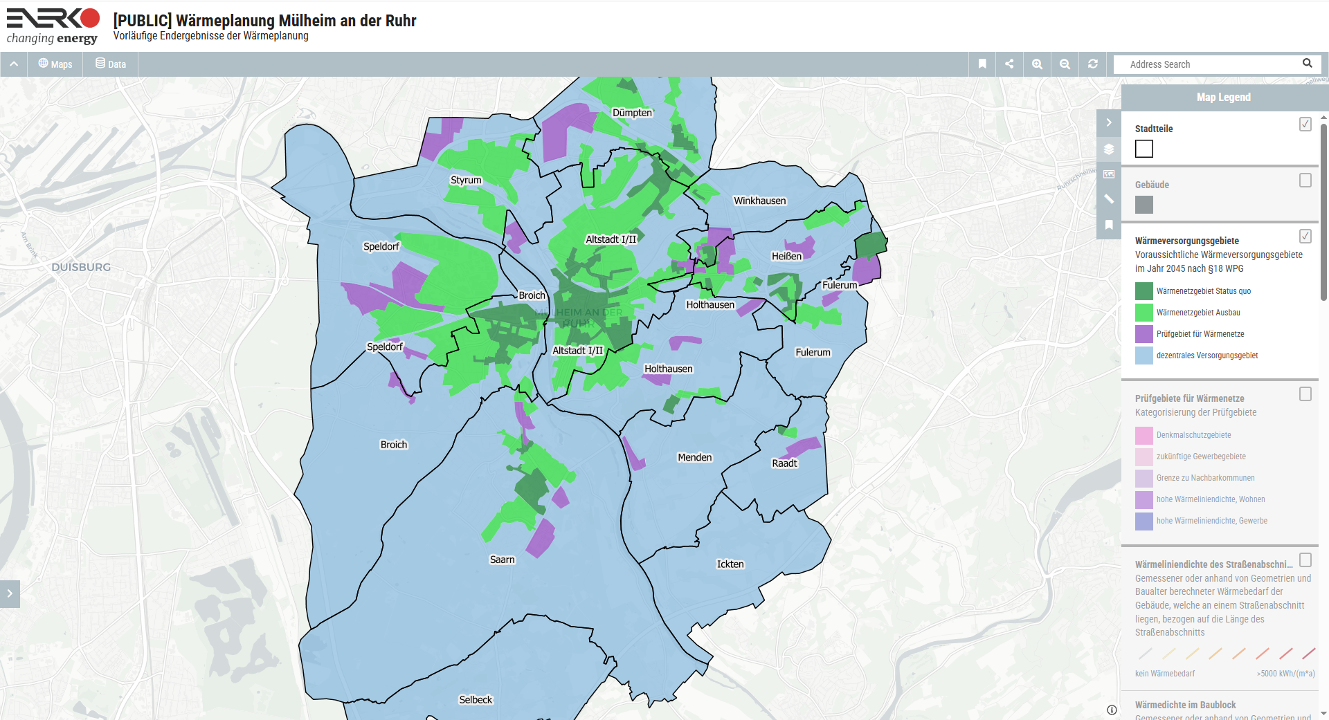 Screenshot des Online-Kartendienstes