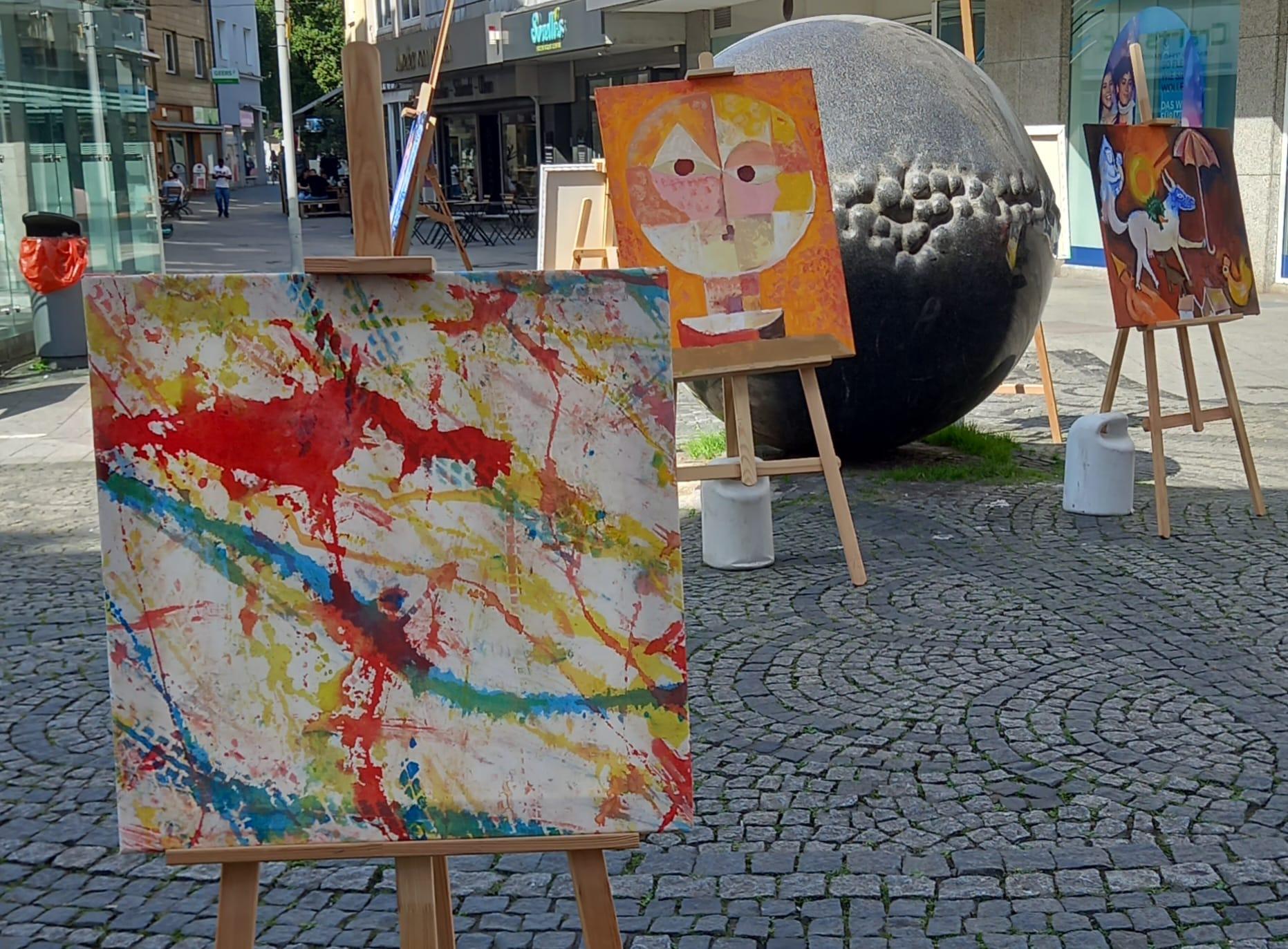 Kunstprojekt im September 2023 auf der Schloßstraße im Rahmen des Bürgermitwirkungsbudgets