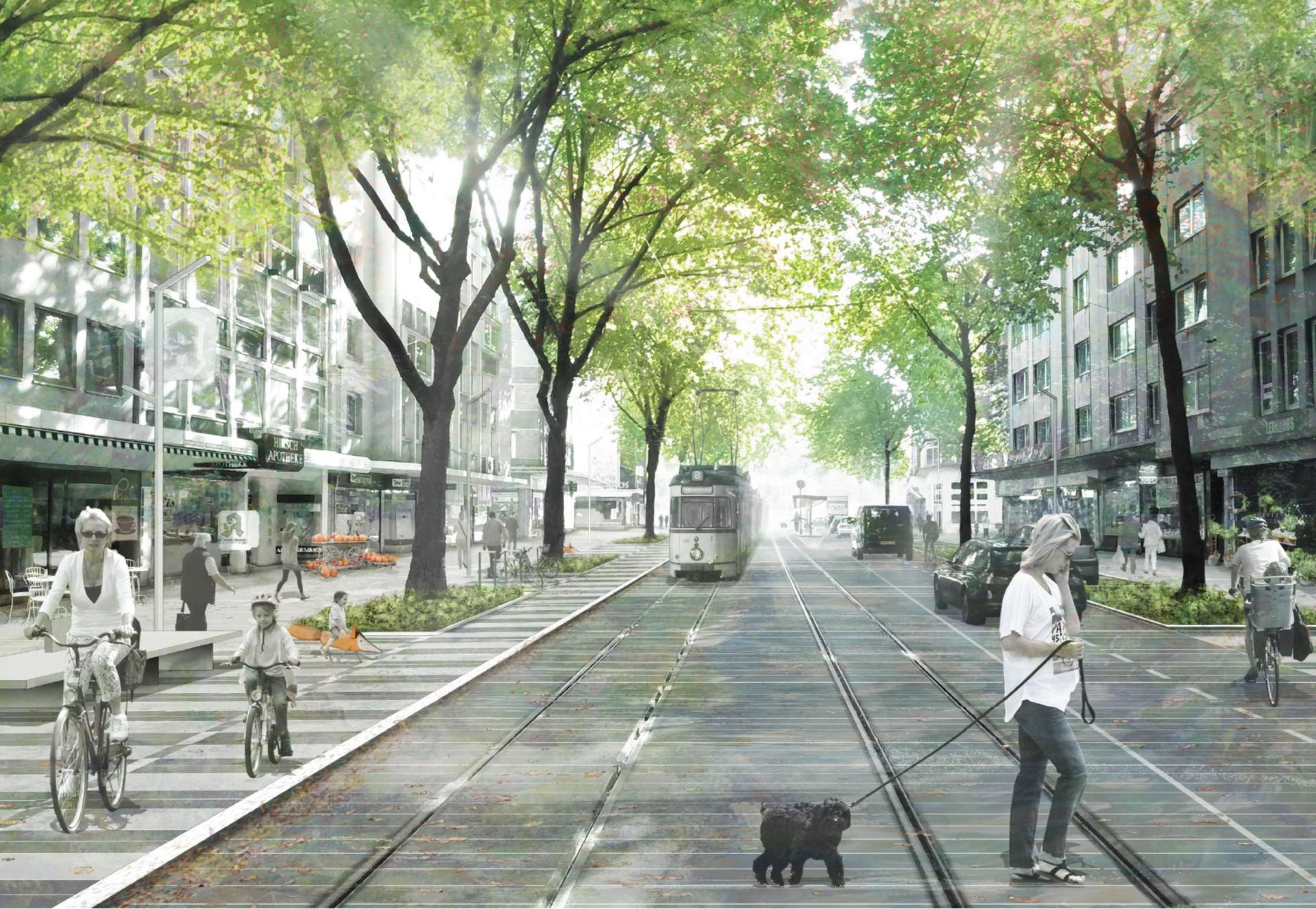 Visualisierung der umgestalteten Leineweberstraße