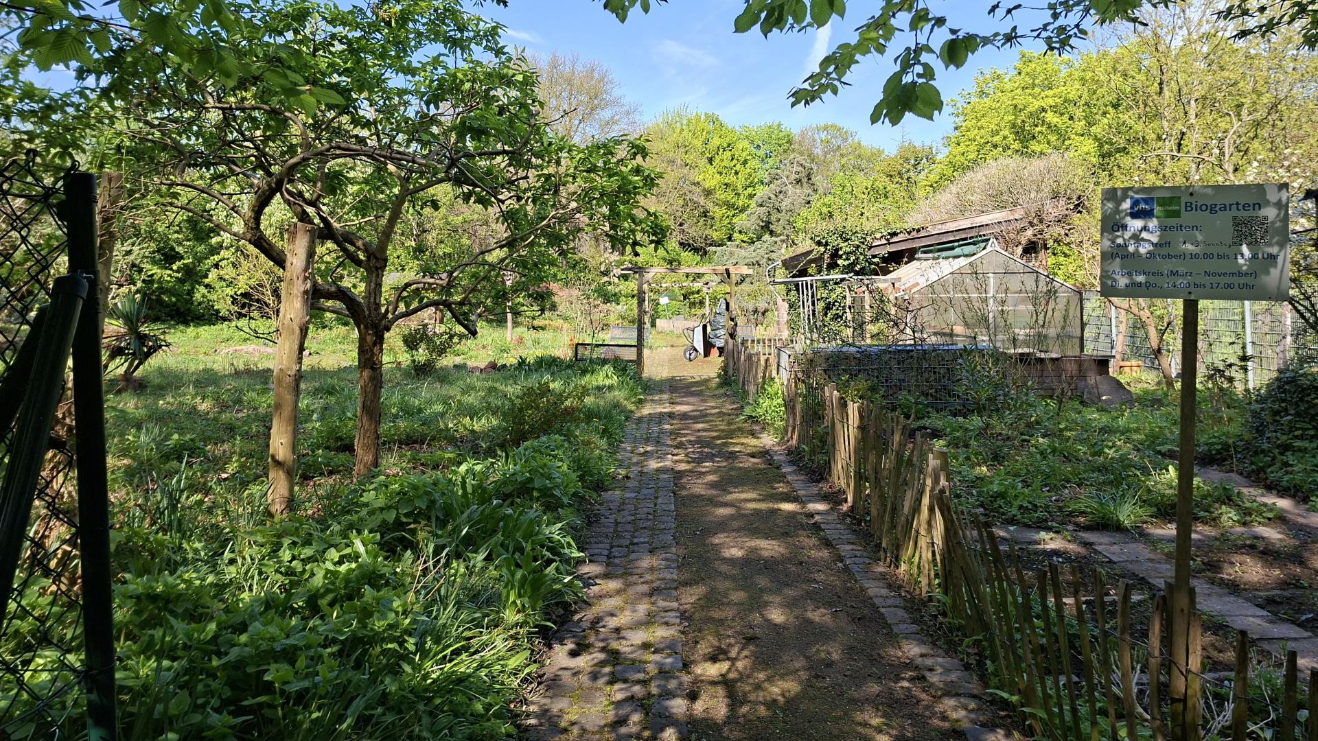 Das Foto zeigt den Biogarten der VHS in der MüGa