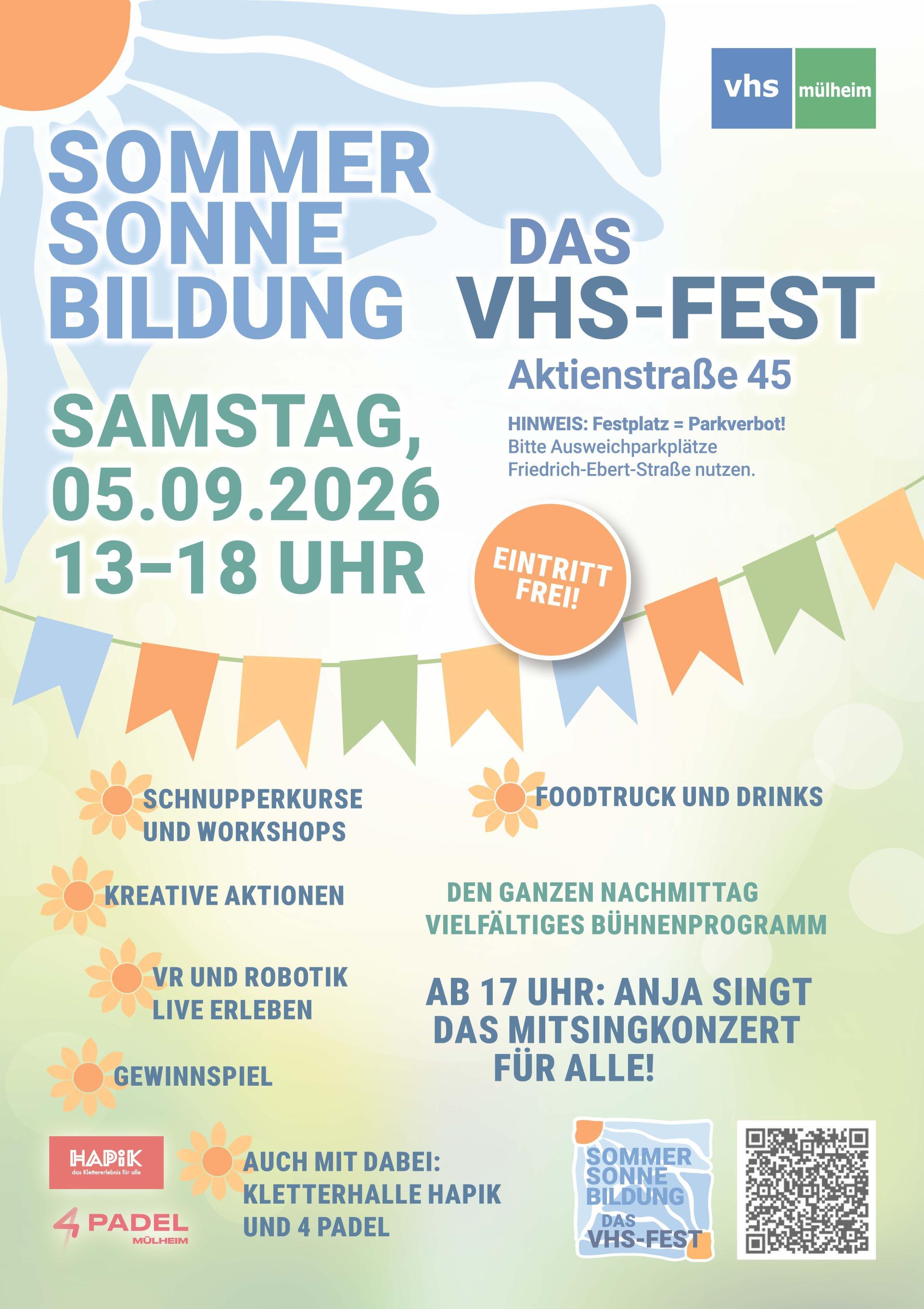 Zu sehen ist das Plakat zum VHS-Sommerfest